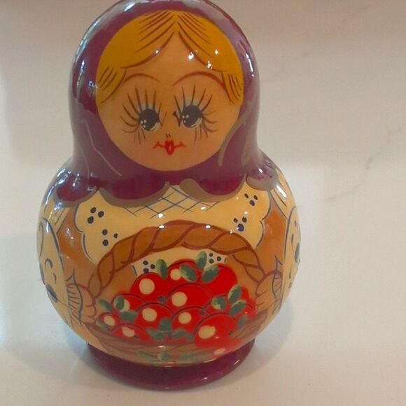Vintage Handmade Russian Matryoshka Wooden Nesting Dolls Folk Art - Picture 9 of 9